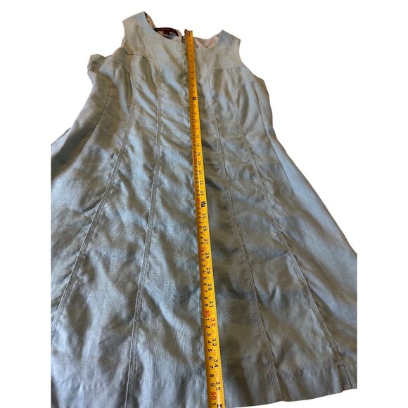 Anne Klein Womens Aqua Blue Sleeveless Linen lined Sheath Dress Size 12  read - Picture 6 of 16